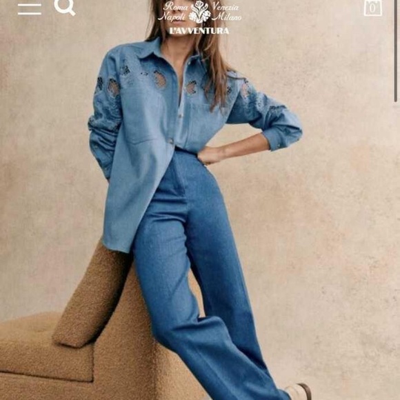 Sezane High Rise Blue Jeans - Picture 1 of 7